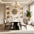 thumbnail image 1 of Modern Luxury Rectangular Dining Table,65"-95" Marble-Look Sintered Stone Top,Special-shaped Metal Base,Scratch-resistant, durable and easy to clean,6-10 seater Large Table for Dining Room,Satinwhite, 1 of 6