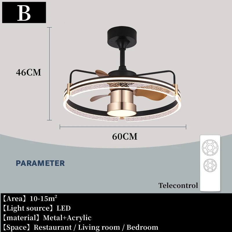 Modern Luxury Remote Control Fan Light Indoor Creative Ceiling Light With Fan Living Room