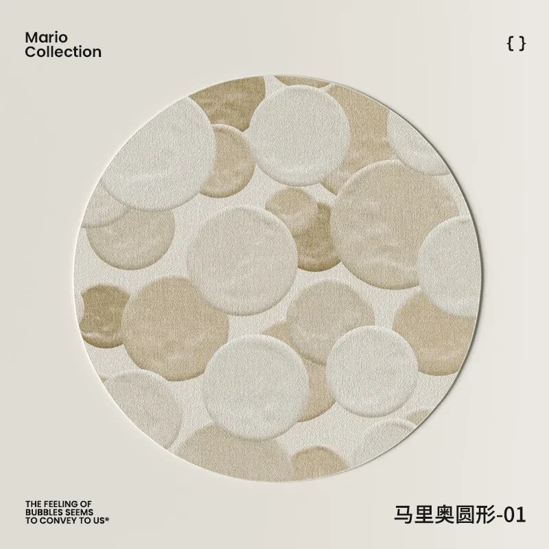 Modern Luxury Round Carpets for Living Room French Style Bedroom Decor Carpet Cream Color