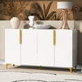 thumbnail image 1 of Modern Luxury Sideboard with Gold Metal Handles & Legs, Wood Accent Entryway Console Table, 55'' Large Storage Cabinet with Adjustable Shelf for Living Room Kitchen, 1 of 9