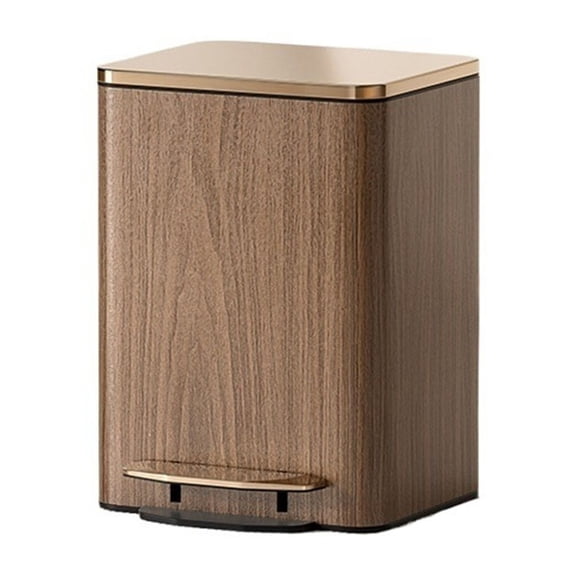Modern Luxury Stainless Steel Trash Can with PU Leather Outer Layer, Step Pedal Trash Can with Soft Close Lid, Handle and Inner Bucket for Home Office