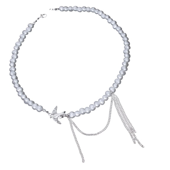Modern Luxury Tassels Swallow Pendant Necklace Adjustable Length Clavicle Chain For V Neck Outfits And Formal Event