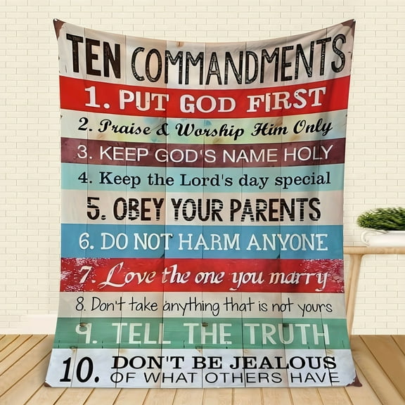 Modern Luxury Ten Commandments Digital Print Flannel Throw Blanket | Soft Warm Multipurpose Office Nap & All-Season Blanket for Bed Chair Car Sofa