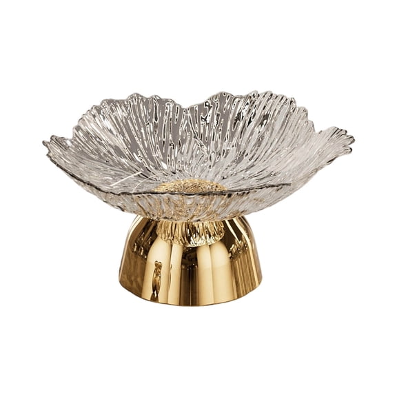Petal Textured Glass Pedestal Fruit Bowl Elevated Footed Snack Serving Tray Decorative Centerpiece Bowl for Home
