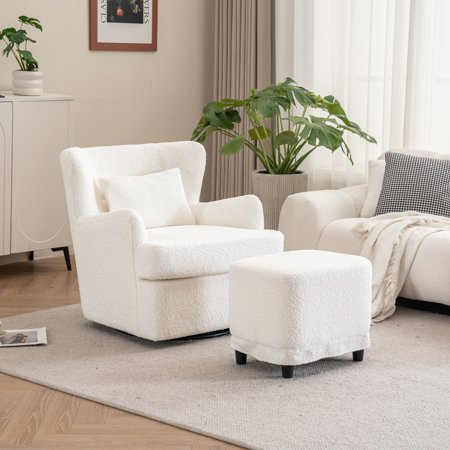 Modern Luxury Velvet Swivel Chair, 360° Swivel Comfort Round Armchair, Single Sofa Chair with Lounge Seat for Bedroom/Office/Reading Space, Set of 1