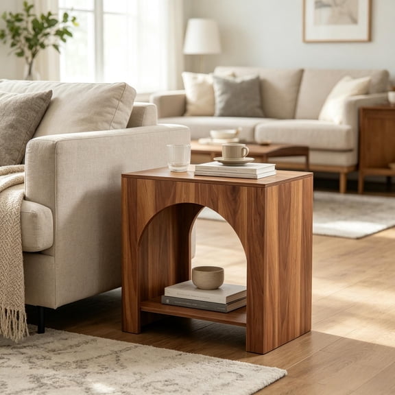 Modern MDF Bedside Table Waterproof Sturdy Nightstand with Thickened Tabletop Stable Wooden Base Side End Table for Bedroom Home Decor
