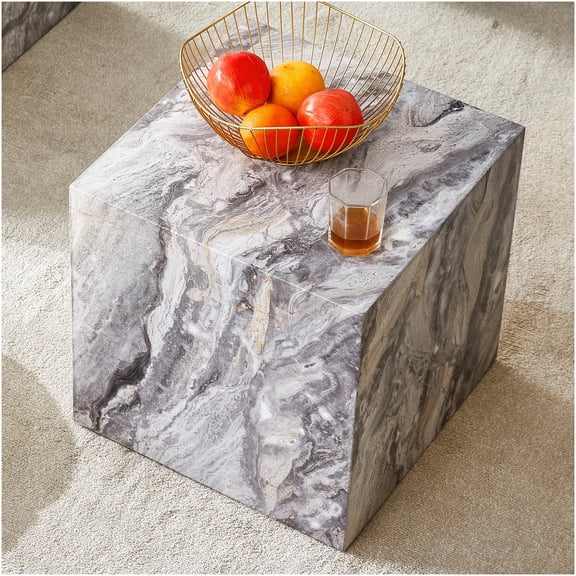 Modern MDF Coffee Table with Gray Textured Pattern, Stylish Design for Living Room