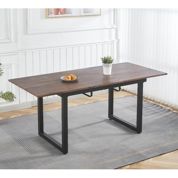 Modern MDF & Metal Leg Dining Table - Save Space & Adjust Length