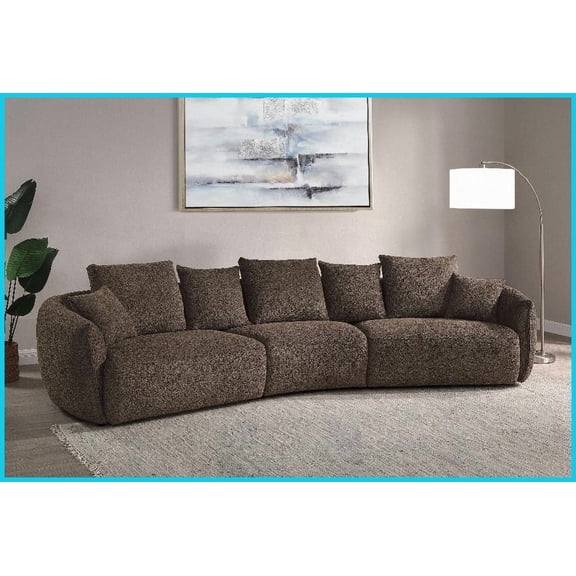 Modern Macca Anthology Boucle Sofa with Pillows - Chic Cozy Living Room Seating