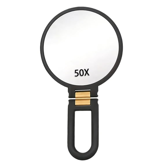 Modern Magnifying Glass Black and Gold 24cm/9.45inch 50X Magnification Handheld/Wall Mount/Tabletop Design Double Makeup with 360° Adjustable