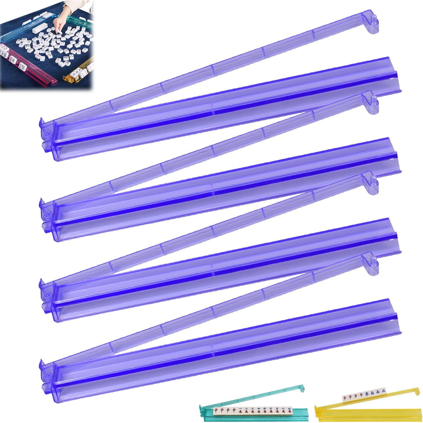 Modern Mahjong Rack & Pusher Combo - Multicolor Acrylic Set of 4 ...