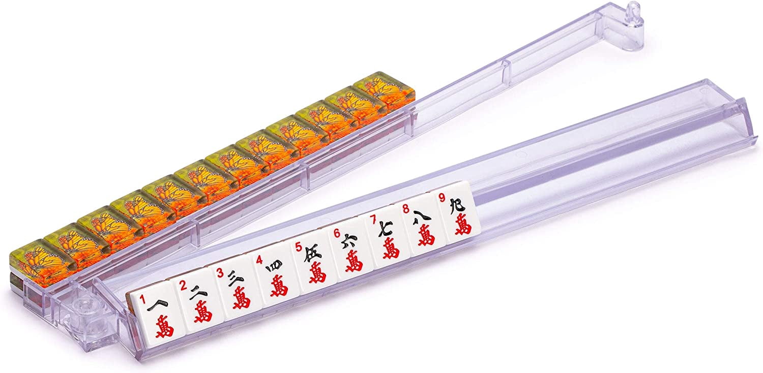 Modern Mahjong Racks with Built-in Pushers - Clear - 18.5 Inch Crystal ...