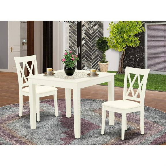 Modern Mahogany Dining Set - Square Table & 2 Chairs | Solid Wood, Elegant Design | Perfect for Family Meals | OXCL3-MAH-W