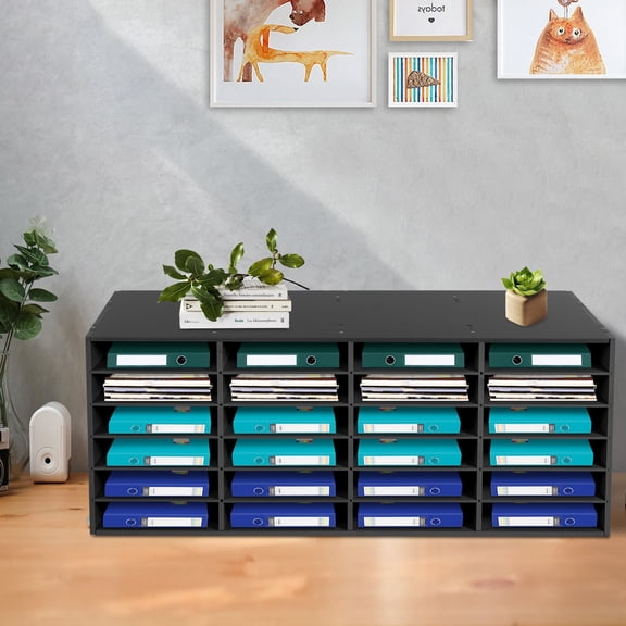 PEAKORA Modern Mail Organizer PVC Literature Organizers 24-Slots Paper Sorter Organizer