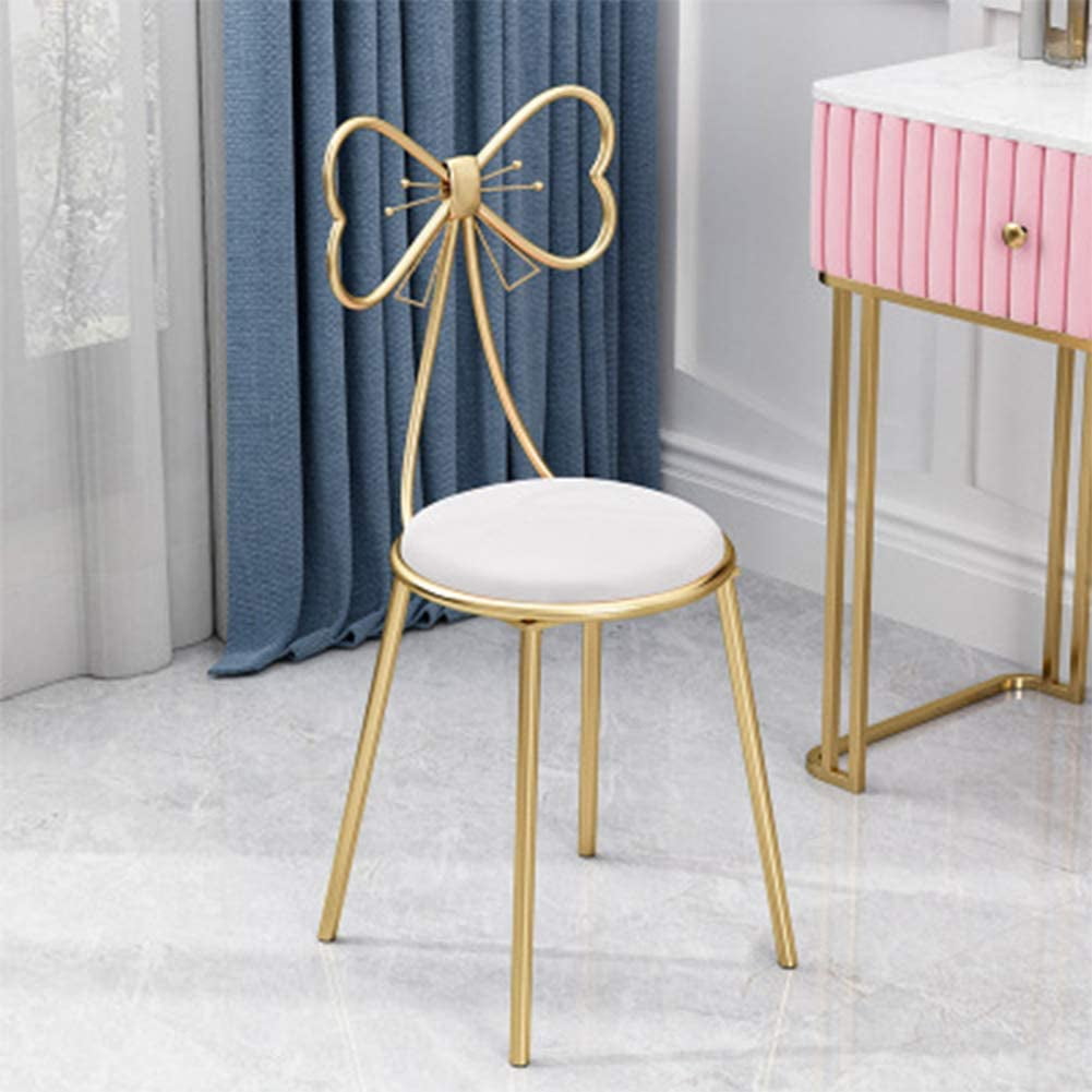 Modern Makeup Vanity Stool, Cute Butterfly Stool Ottoman Bench, Metal Bench Legs  Gold Dining Chair for Kitchen, Bedroom, Living Room (White Flannel) -  Walmart.com
