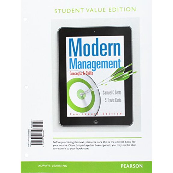 Pre-Owned Modern Management: Concepts and Skills, Student Value Edition Plus 2017 MyLab Management with Pearson eText -- Access Card Package (14th Edition)