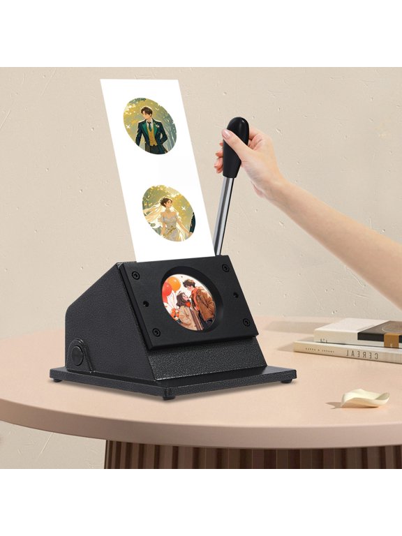 Modern Manual Button Maker 58mm Card Badge Punch Press Machine Black for Cutting Paper Weighing Around 0.66 Lbs, Such As A4 Paper, Photo Paper, Copperplate Paper