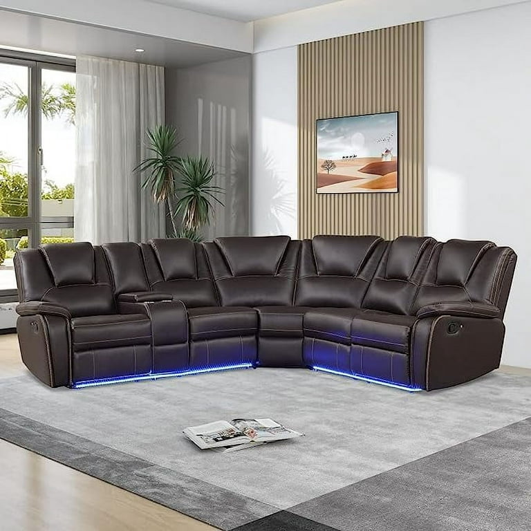 Modern Manual Reclining Sectional Couch