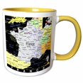thumbnail image 1 of 3drose, Modern Map of France in Vivid Color, 15oz Two-tone Yellow Mug, 1 of 6