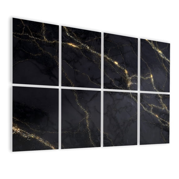 Marble 8 Pack Art Acoustic Panels Sound Absorbing Black marble texture gold book realistic Decorative Soundproof Wall Panels Self Adhesive for Nursery Game Room Bedroom 48"x32"
