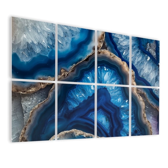 Modern Marble 8 Pack Art Acoustic Panels Sound Absorbing Blue Agate Crystal Slice Geode Layered Texture Decorative Soundproof Wall Panels Self Adhesive for Nursery Game Room Bedroom 48"x32"