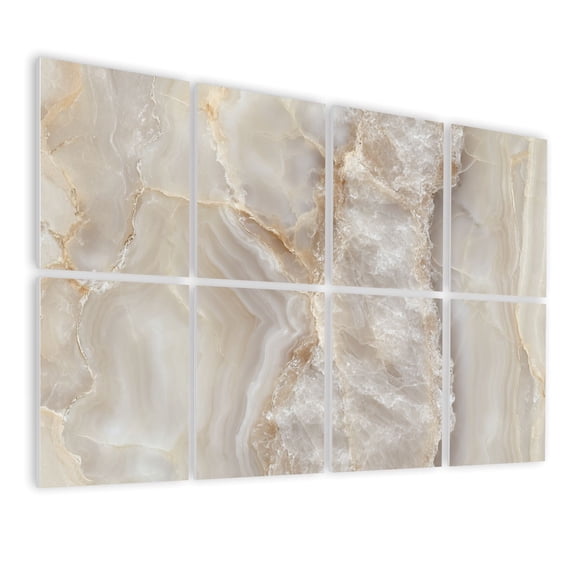 Marble 8 Pack Art Acoustic Panels Sound Absorbing Elegant Beige White Marble Texture Natural Veining Decorative Soundproof Wall Panels Self Adhesive for Nursery Game Room Bedroom 48"x32"