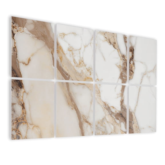 Marble 8 Pack Art Acoustic Panels Sound Absorbing Luxurious White Beige Marble Texture Natural Veining Decorative Soundproof Wall Panels Self Adhesive for Nursery Game Room Bedroom 48"x32"