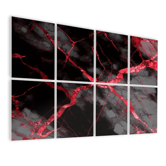 Modern Marble 8 Pack Art Acoustic Panels Sound Absorbing Red black marble Decorative Soundproof Wall Panels Self Adhesive for Nursery Game Room Bedroom 48"x32"
