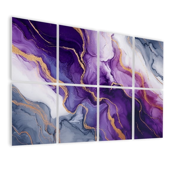Modern Marble 8 Pack Art Acoustic Panels Sound Absorbing amethyst color marble purple texture Decorative Soundproof Wall Panels Self Adhesive for Nursery Game Room Bedroom 48"x32"