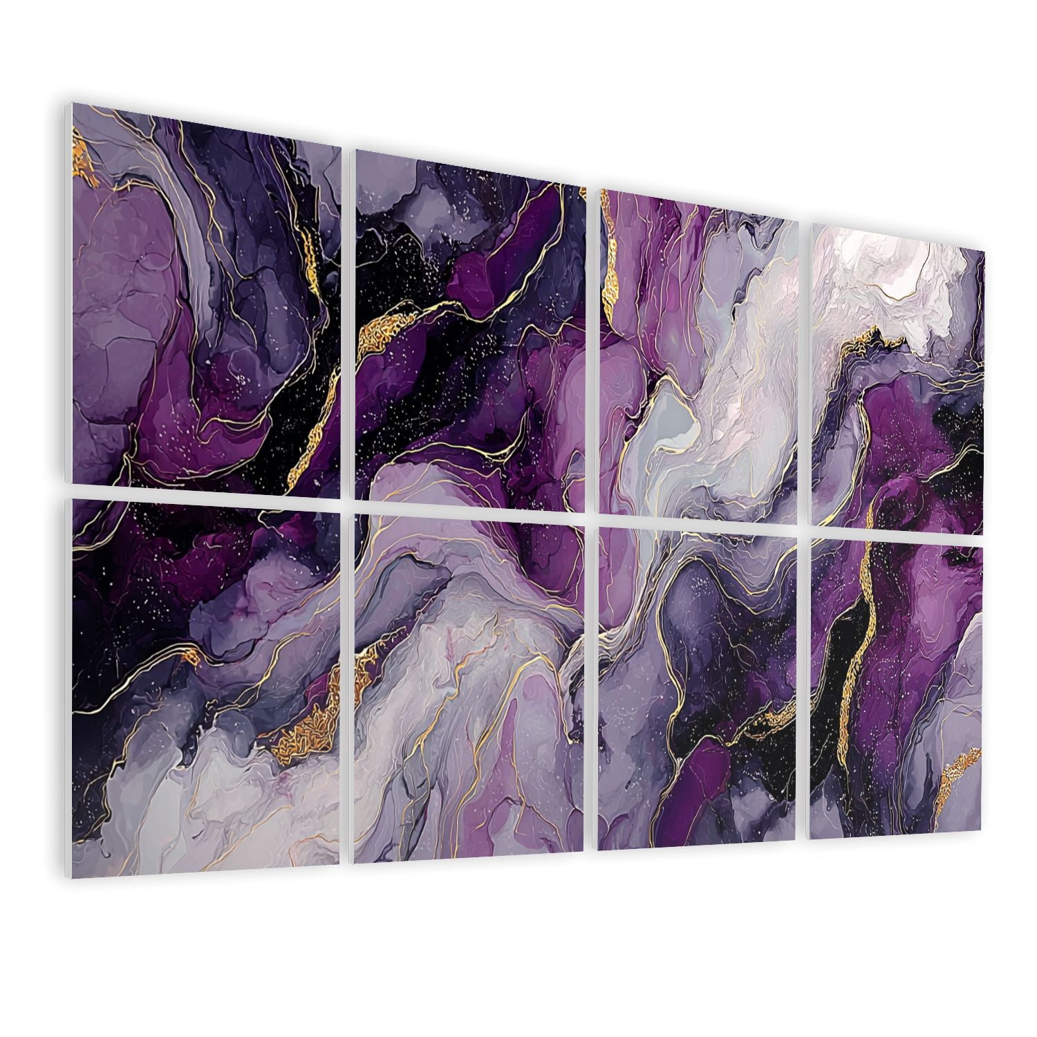 Marble 8 Pack Art Acoustic Panels Sound Absorbing amethyst color marble texture purple marble Decorative Soundproof Wall Panels Self Adhesive for Nursery Game Room Bedroom 48"x32"