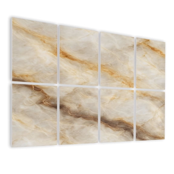 Modern Marble 8 Pack Art Acoustic Panels Sound Absorbing beige marble abstract staturio brown real stone texture Decorative Soundproof Wall Panels Self Adhesive for Nursery Game Room Bedroom 48"x32"