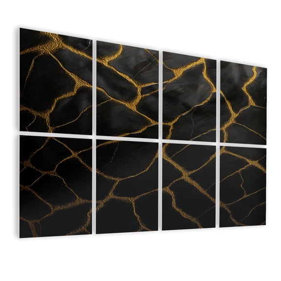 Modern Marble 8 Pack Art Acoustic Panels Sound Absorbing black marble gold Decorative Soundproof Wall Panels Self Adhesive for Nursery Game Room Bedroom 48"x32"