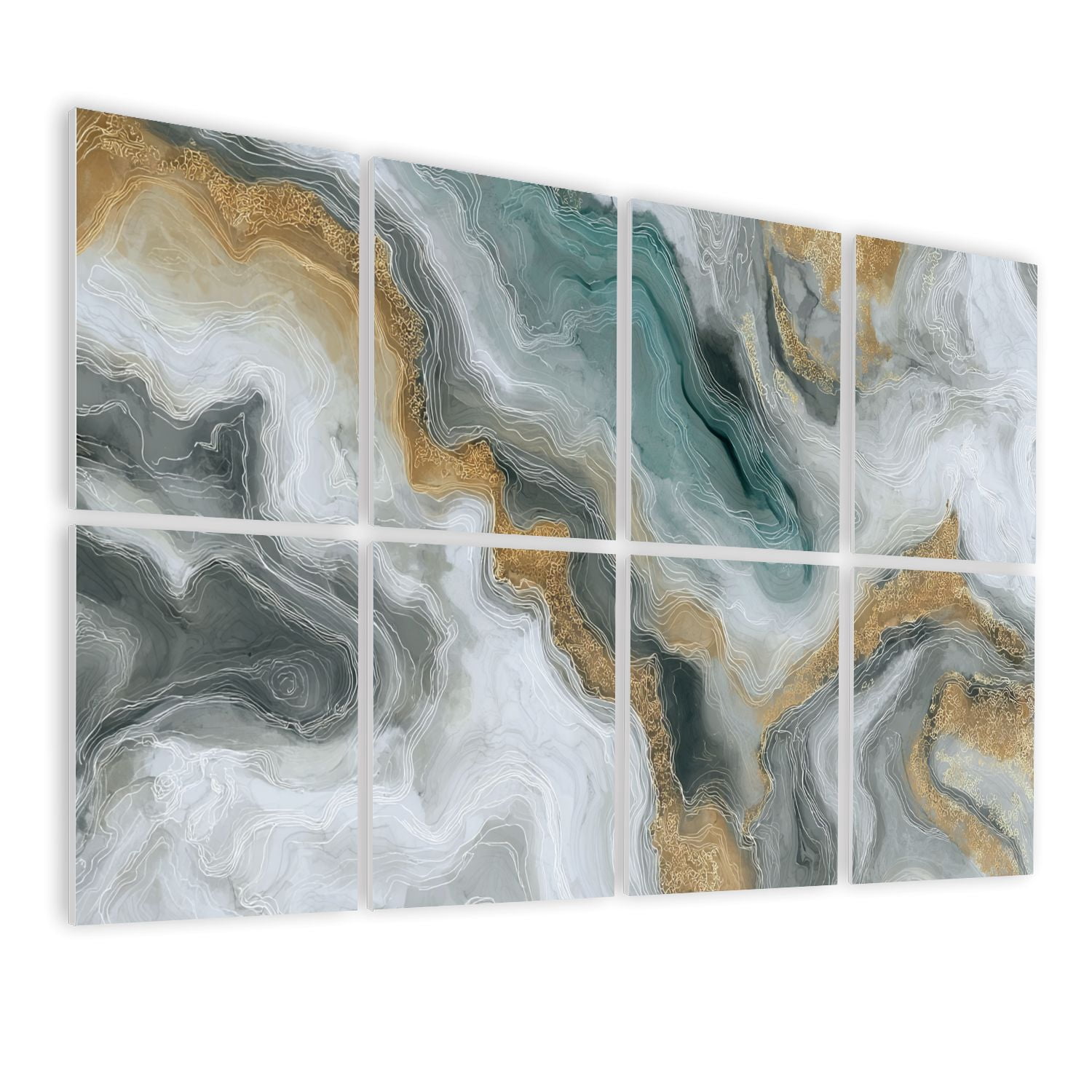 Marble 8 Pack Art Acoustic Panels Sound Absorbing white marble golden veins Abstract Decorative Soundproof Wall Panels Self Adhesive for Nursery Game Room Bedroom 48"x32"
