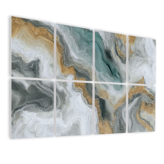 Marble 8 Pack Art Acoustic Panels Sound Absorbing white marble golden veins Abstract Decorative Soundproof Wall Panels Self Adhesive for Nursery Game Room Bedroom 48"x32"