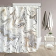 thumbnail image 1 of Modern Marble Abstract Extra Long Shower Curtain, 72"W x 84"L, White, Grey, Gold, Waterproof, Polyester, Bathroom, 1 of 6