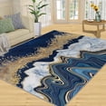 thumbnail image 1 of Modern Marble Area Rug, Luxury White Gold Texture Navy Blue Living Room Rug, Non-Slip Rug Breathable Washable Rug For Bedroom Study Dining Room 4 x 6ft, 1 of 6