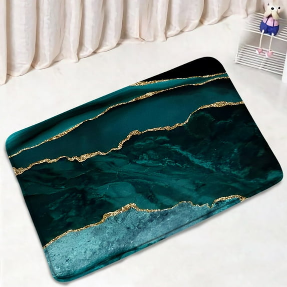 Modern Marble Bath Mat Set Gold Line Black Fuchsia Pattern Abstract Art Home Carpet Bathroom Decor Non-slip Rug Toilet Lid Cover