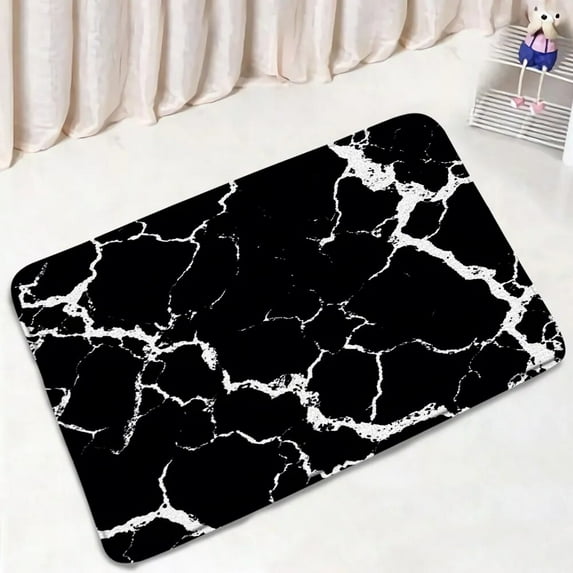 Modern Marble Bath Mat Set Gold Lines Green Textured Pattern Abstract Bathroom Decor Non-slip Rugs Toilet Lid Cover