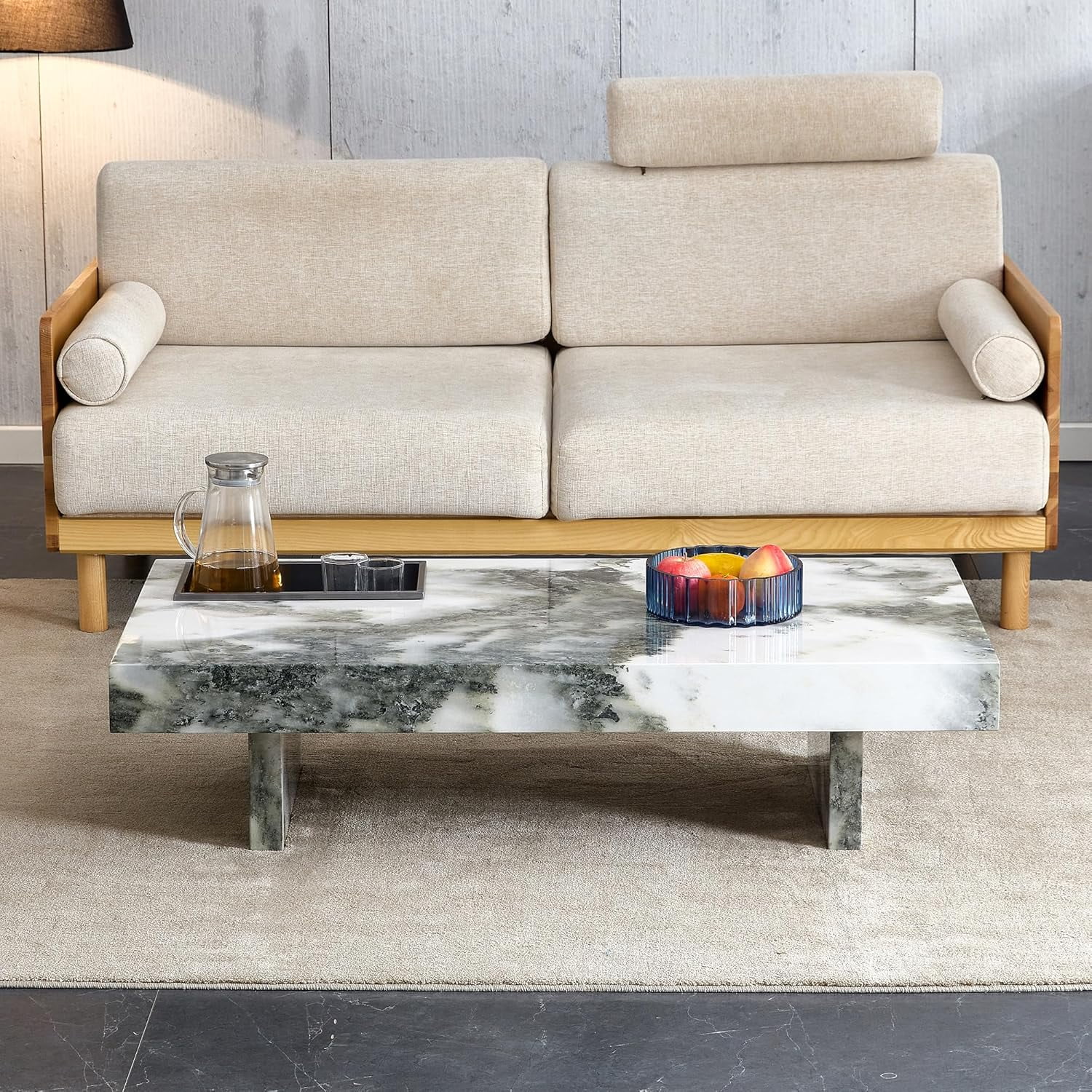 Modern Marble Coffee Table for Living Room, Rectangular Living Room ...