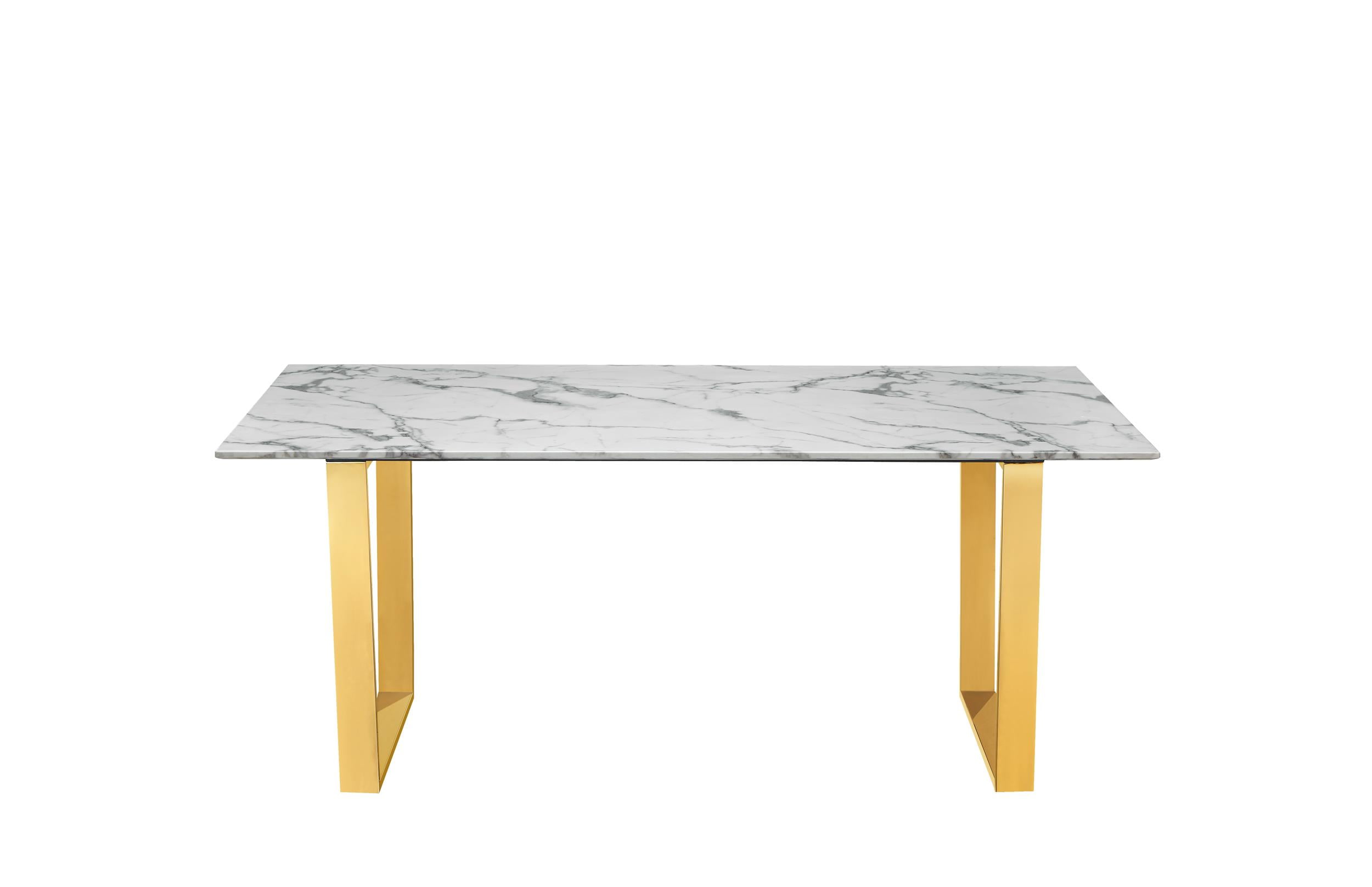 Modern Marble Pattern Dining Table With Gold Stainless Steel Base In ...