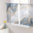 thumbnail image 1 of Modern Marble Sheer Curtains 54 Inch Length 2 Panels Set, Abstract Ink Painted Art Golden Voile Window Treatment Rod Pocket Short Kitchen Curtains Drapes for Bedroom 52"x54"x2, 1 of 7