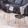thumbnail image 1 of Modern Marble Side Table Set, Nesting Coffee Tables End Table Set of 2 for Living Room, Drop Shape End Side Tables Sofa Coffee Tables Set with Black Legs, Modern Decor Furniture for Home, Q16333, 1 of 11