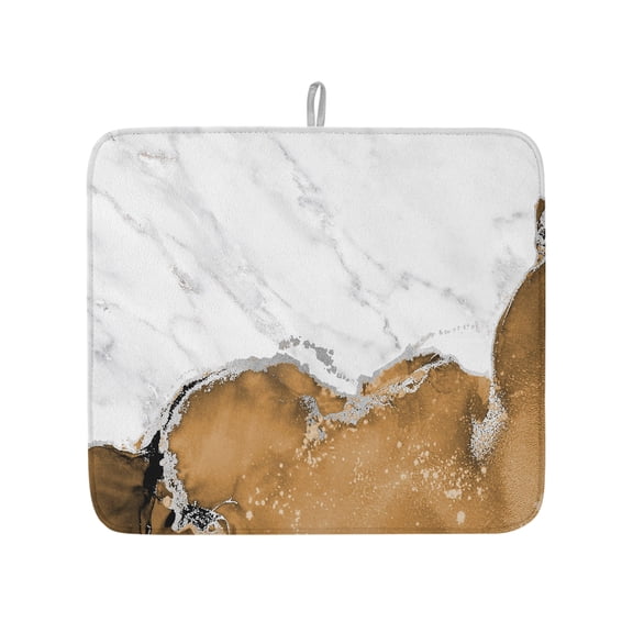Modern Marble Style Dish Drying Mats for Kitchen Counter,Absorbent Microfiber Dish Drainer Rack Mat White Grey Yellow Stone Texture Drying Pad for Sinks,Utensils,Countertops,16x18in