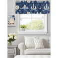 thumbnail image 1 of Modern Marine Sailing Boat Clock Valances for Windows,Kitchen Valance Rod Pocket Short Curtain, Nautical Anchor Navy Blue Valance Curtain Window Valances for Bedroom Bathroom Living Room 60x18in, 1 of 9