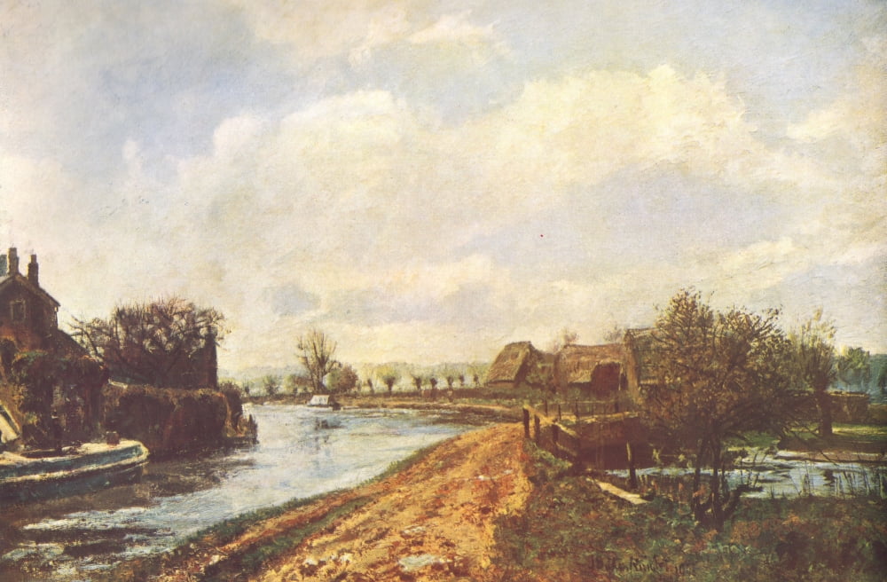Modern Masterpieces nd Canal at Rickmansworth Canvas Art - J Buxton Knight (18 x 24)