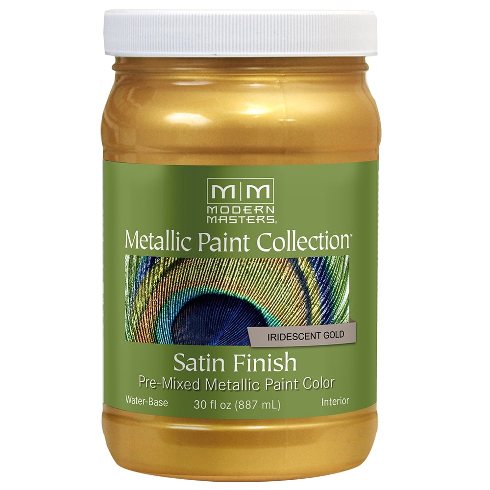 30 oz Modern Masters ME194 Iridescent Gold Metallic Paint Collection, Satin Water-Based Decorative Metallic Paint