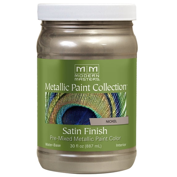 30 oz Modern Masters ME708 Nickel Metallic Paint Collection, Satin Water-Based Decorative Metallic Paint