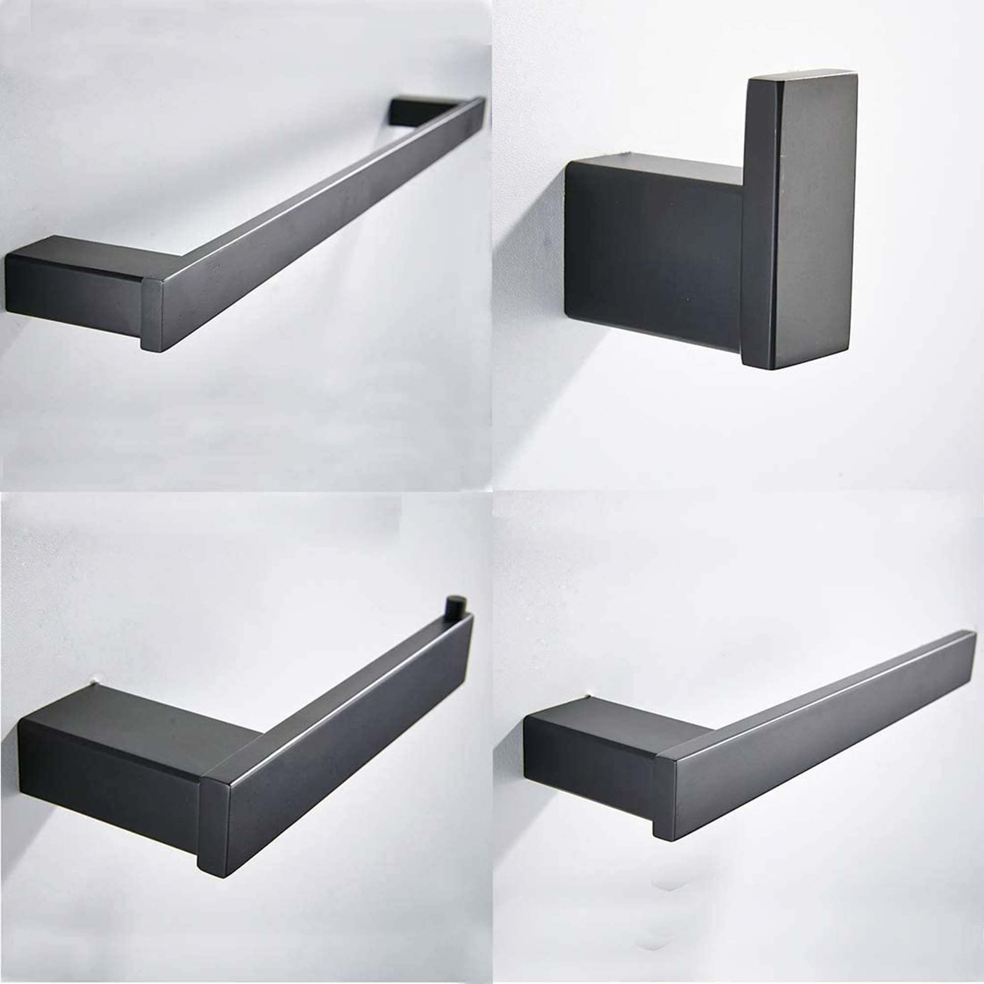 Matte Black Metal 4-Piece Bathroom Hardware Set