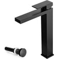 thumbnail image 1 of Modern Matte Black Bathroom Faucet Single Handle, Lava Odoro Black Single Hole Bathroom Sink Faucet Vanity Faucet with Drain Assembly Supply Line, Deck Plate Included, BF307-B, 1 of 17