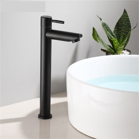 Modern Matte Black Finish Single Handle Solid Brass Bathroom Vessel Sink Faucet One-Hole Mixer Taps -Modern  Design